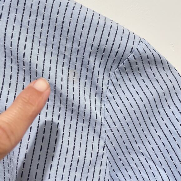 Caroline Costas Jacqueline Poof Sleeve Button Up Top Womens XS Blue Stripe - Picture 10 of 10